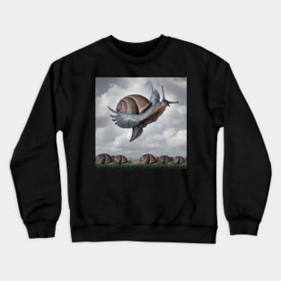 Motivational Concept as a snail Conquering competition as a creative surreal conceptual idea Crewneck Sweatshirt